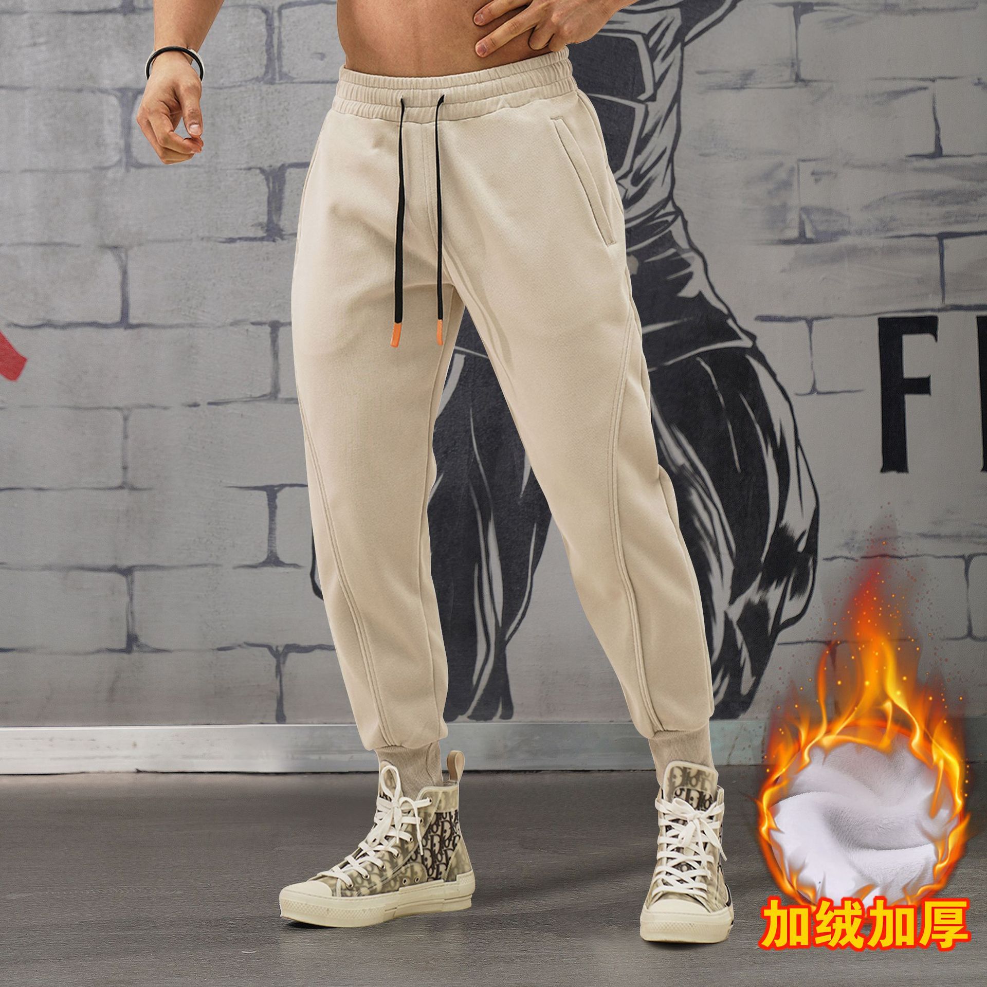 Осенне-зимние спортивные брюки с флисовой подкладкой, утолщенные, повседневные брюки для бега и фитнеса, большие размеры, теплые спортивные брюки