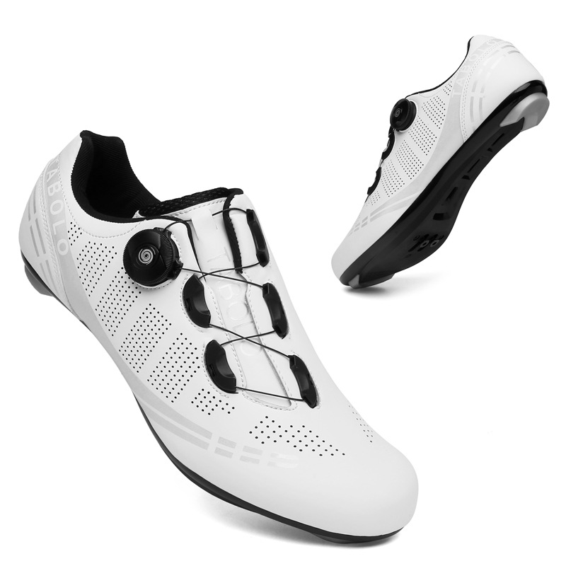 New Style Cycling Shoes with Lock Double Buckle Lock Shoes for Men and Women Road Bike Booster Shoes Hard Sole Mountain Bike Rubber Sole