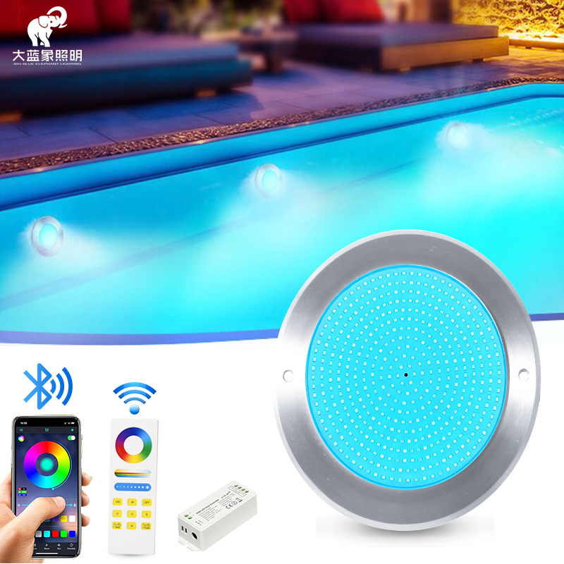 Cross-Border Outdoor 316 Stainless Steel Swimming Pool Light Ultra-Thin Fully Glued-Filled Supports Mobile App Wireless Remote Control Underwater Light
