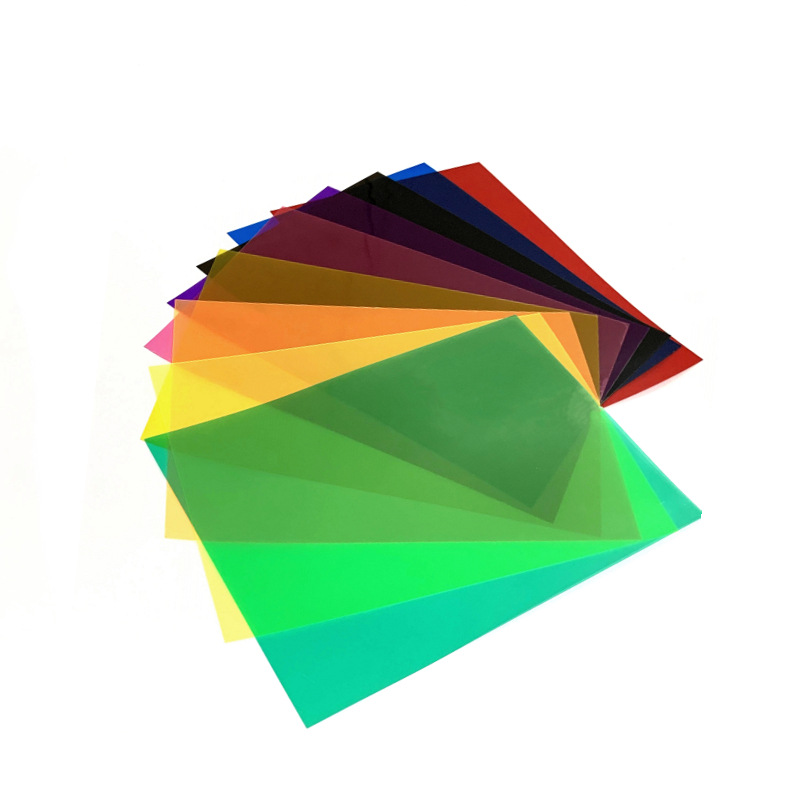 Colored cellophane transparent plastic sheet kindergarten handmade diy transparent plastic paper PVC film three primary color film A4