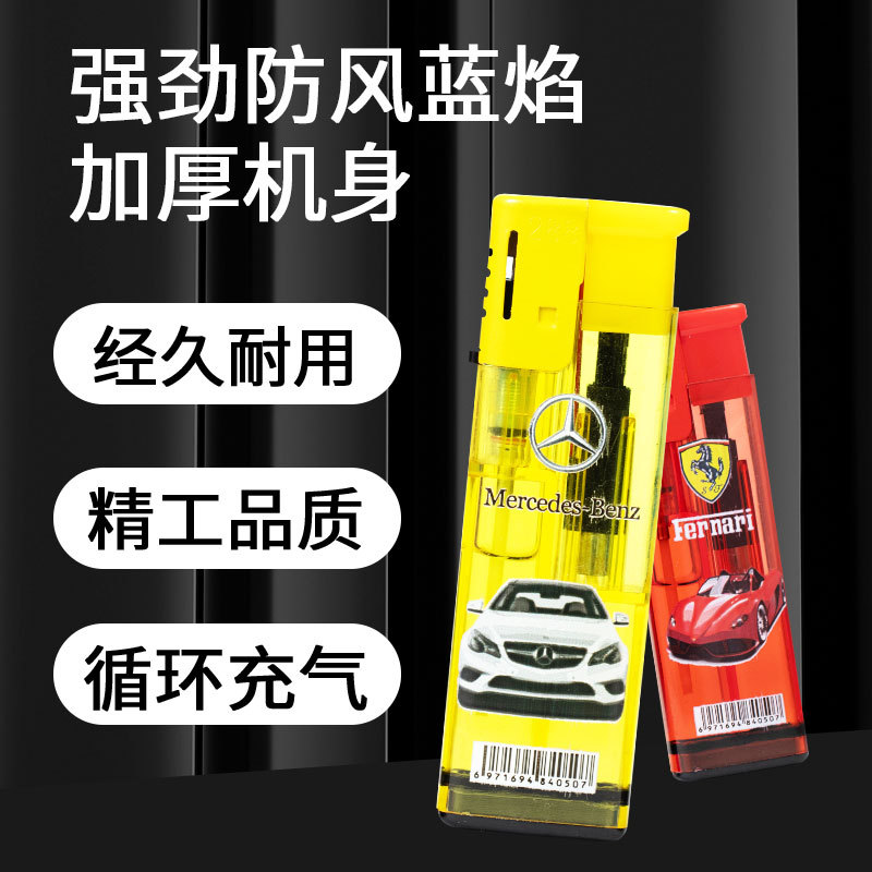 Hengtu Factory 288 Big Machine Emperor Plus Thickened Straight Lighter Transparent Red Aeratable 3D Printing