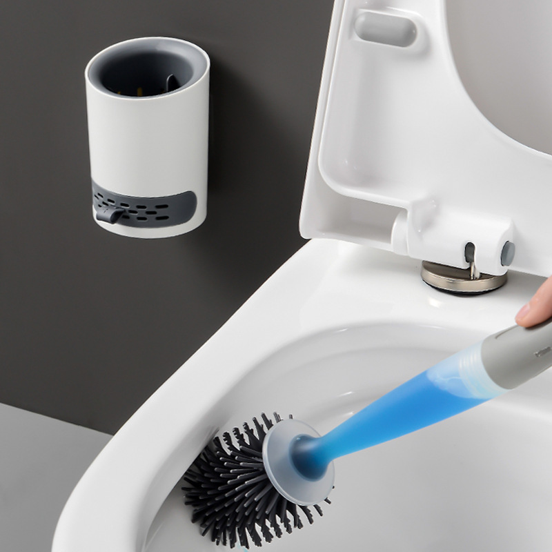 Liquid-adding Toilet Brush Soft Hair Silicone No Dead Angle Toilet Wall-mounted Water Spray Toilet Brush Toilet Washer Set