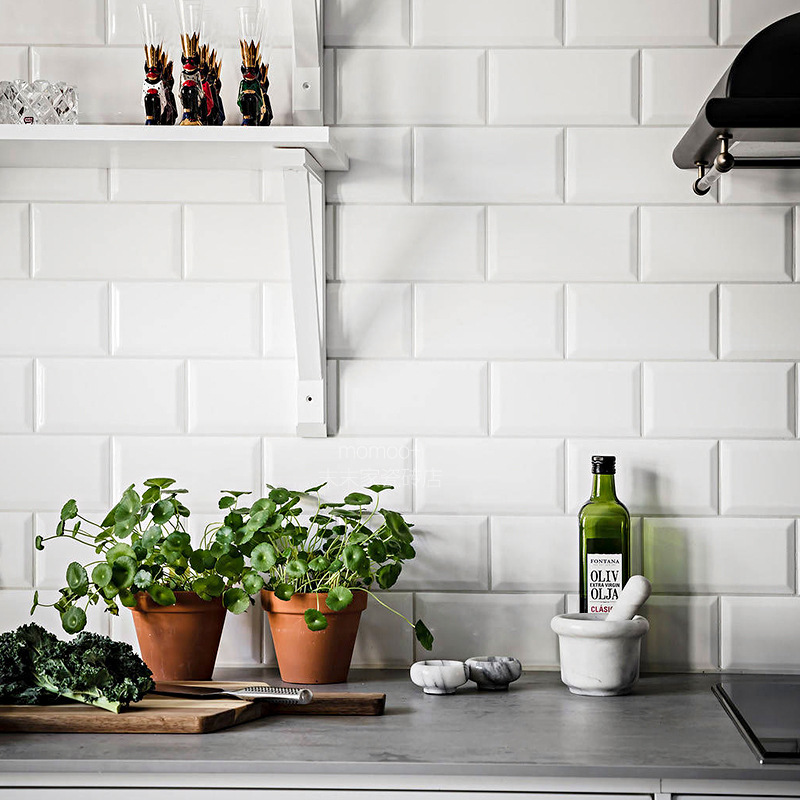Nordic Style Small White Tile Simple Bathroom White Kitchen Wall Tile Simple Subway Tile Bathroom Tile Toilet Balcony Tile