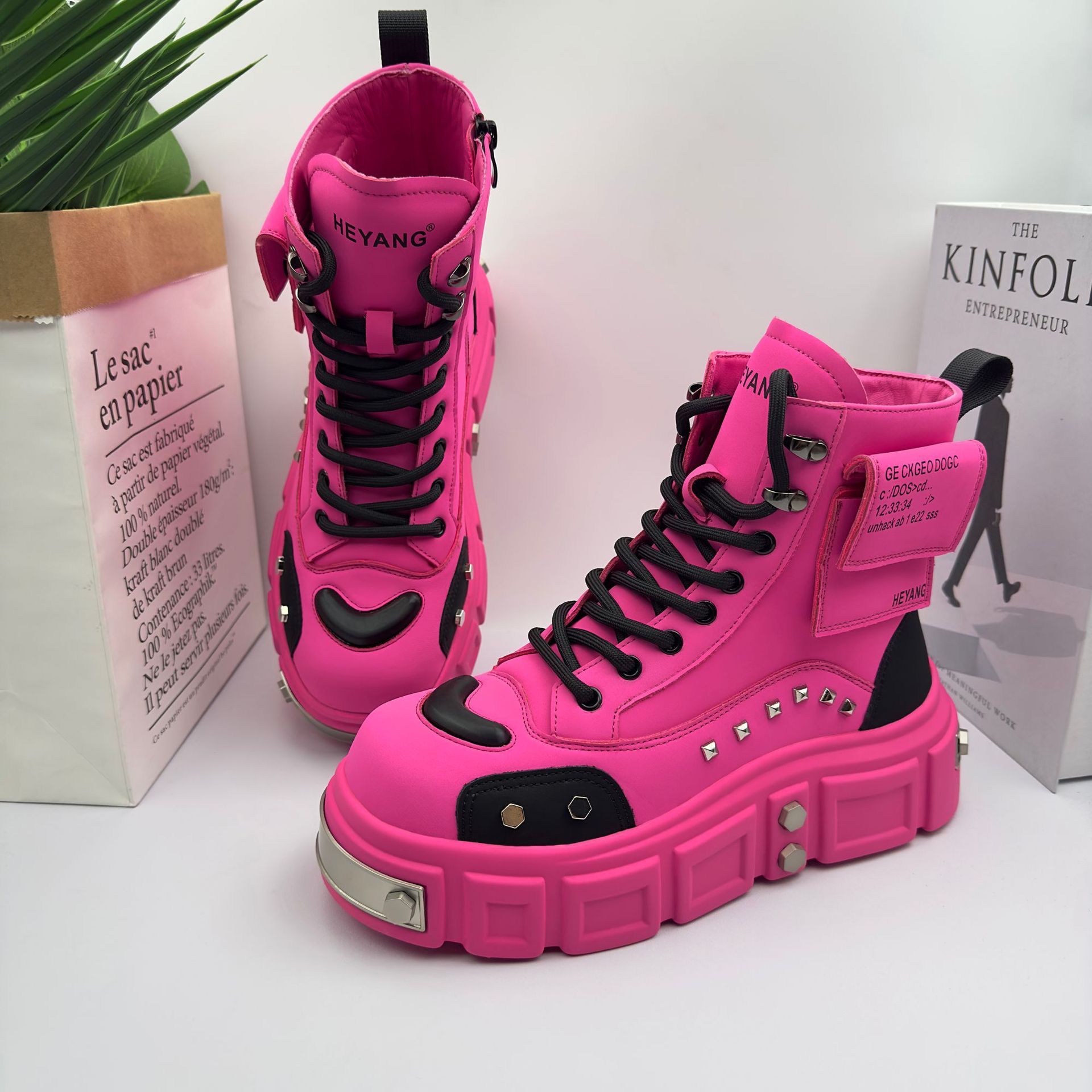 Мужские ботинки Хэянг Ханян, высокие, с толстыми подошвами