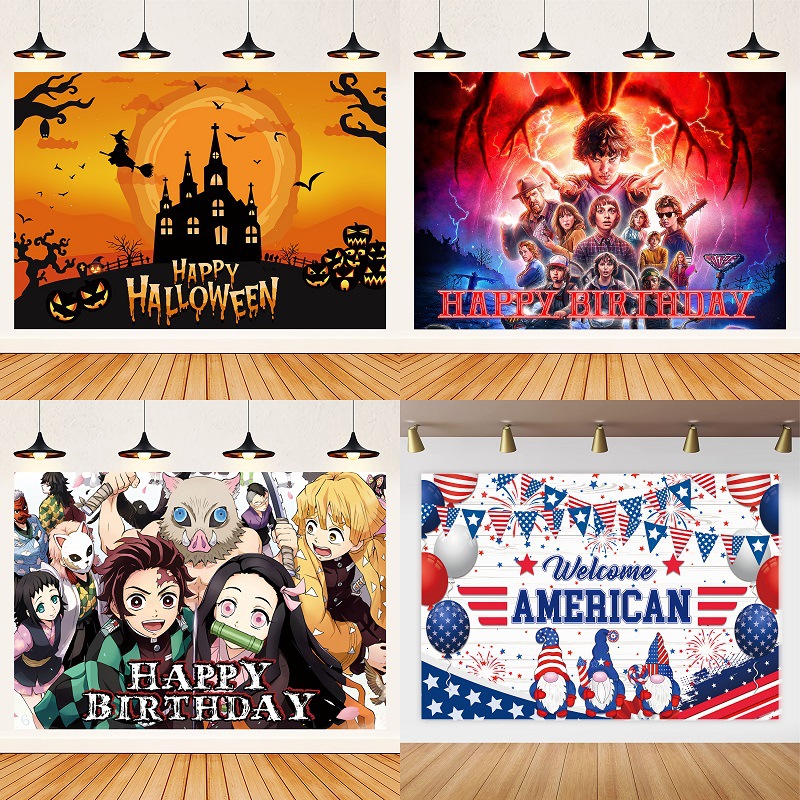Manufacturer Customized Amazon Popular Background Cloth Birthday Party Photography Background Customized Foreign Trade Background Cloth