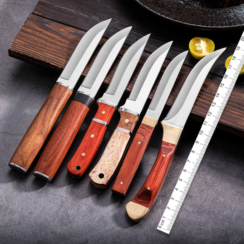 Монгольский маленький нож с медной головкой, деревянная ручка, кухонный нож для фруктов, портативный нож для мяса