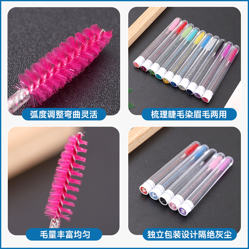 Cross Border Disposable Tube Mascara Brush Portable with Diamond Independent Packaging Eyelash Comb Makeup Eyebrow Brush Eyelash Brush