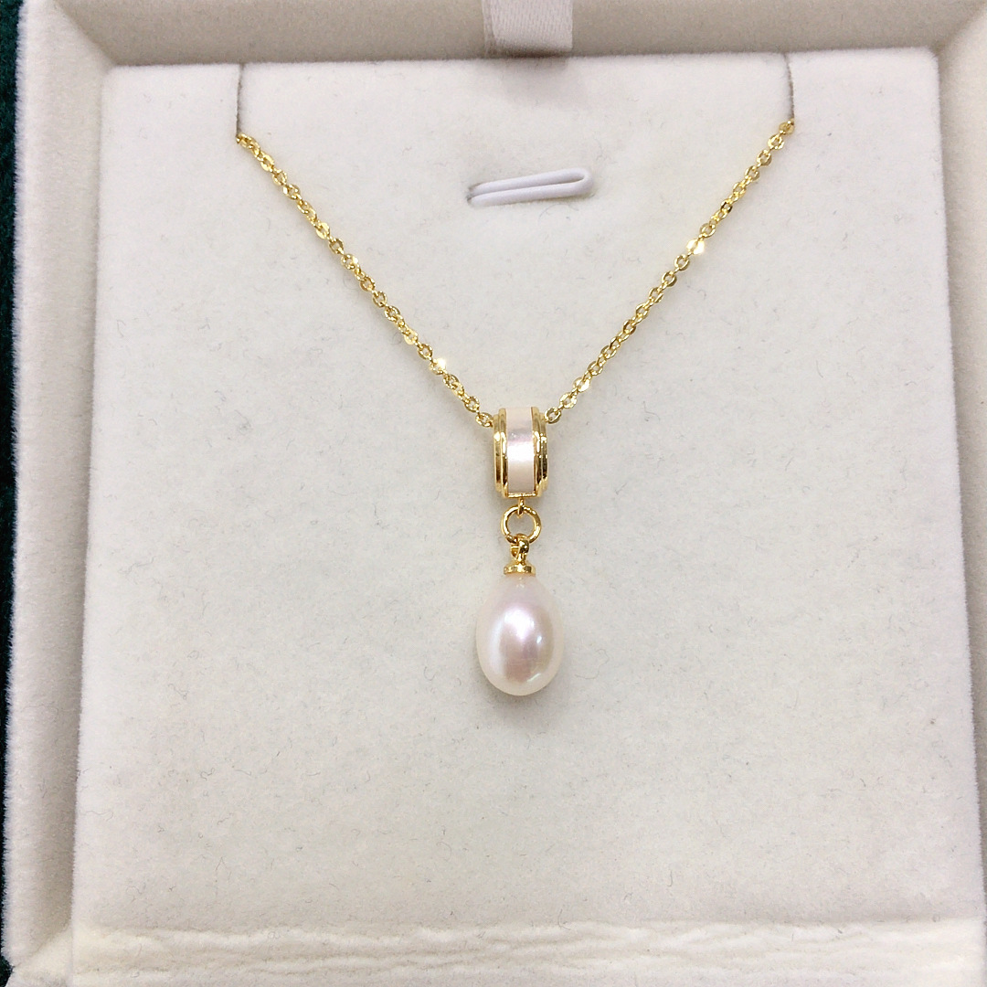 Highlight 5A grade drop-shaped natural freshwater pearl pendant earrings suit sea shell pearl jewelry wholesale