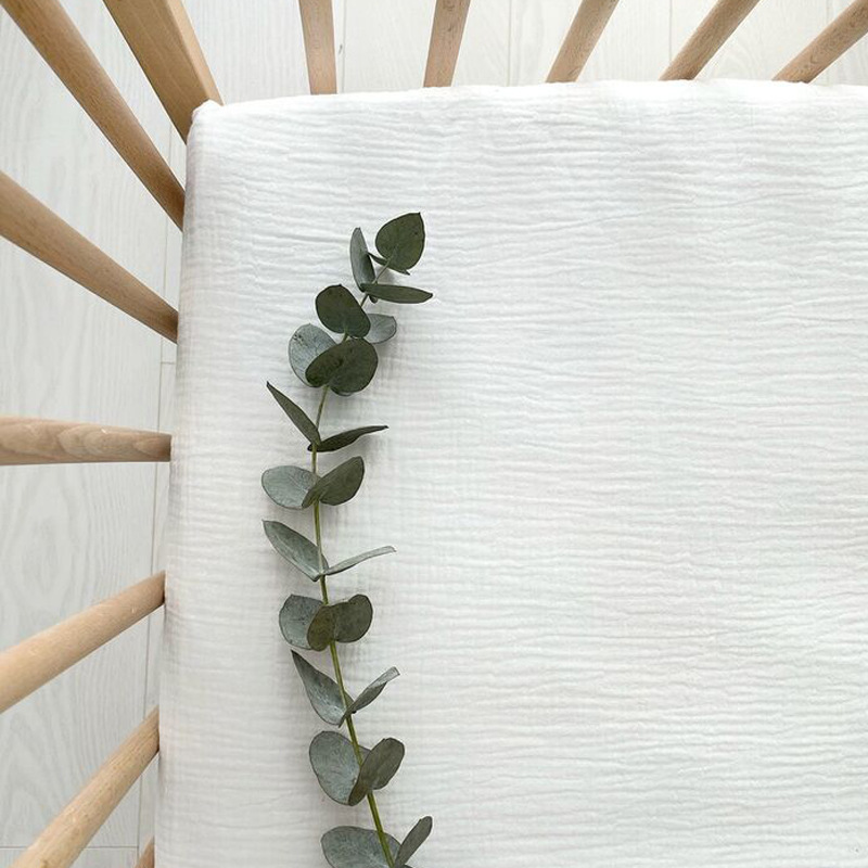 Baby Pure Cotton Type a Fitted Bed Sheets Bed Cover Baby Double-Layer Gauze Cartoon Print Spring & Fall Splicing Fitted Bed Sheets Cover