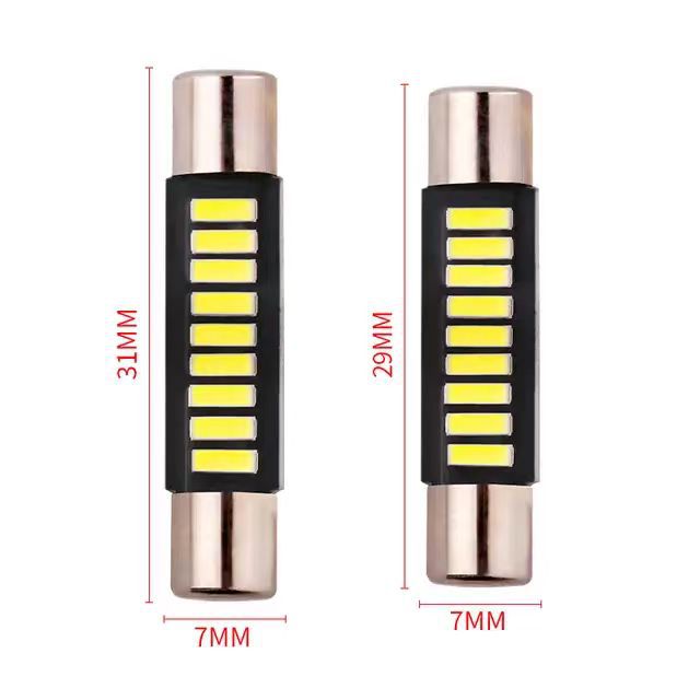 Car LED reading light T6 4014 9SMD 29MM 31MM flat head double pointed B6 roof light makeup mirror light