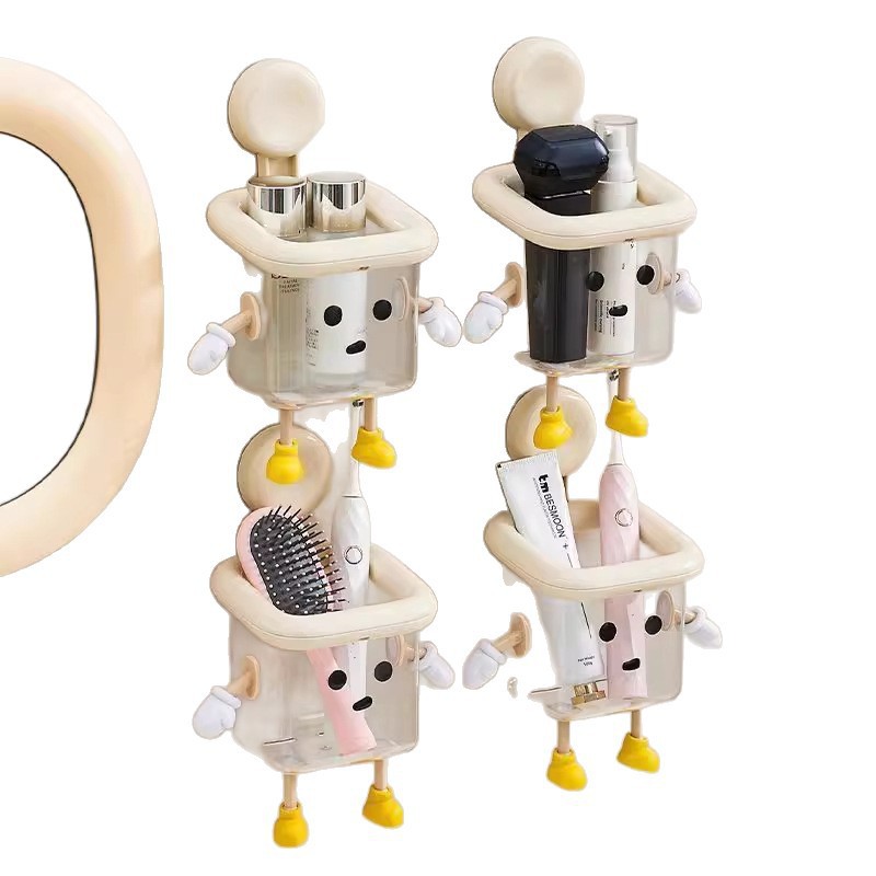 Suction Cup Discarded Face Towel Storage Box Wall-Mounted Washbasin Cosmetics Storage Box Recycling Face Towel Storage Basket