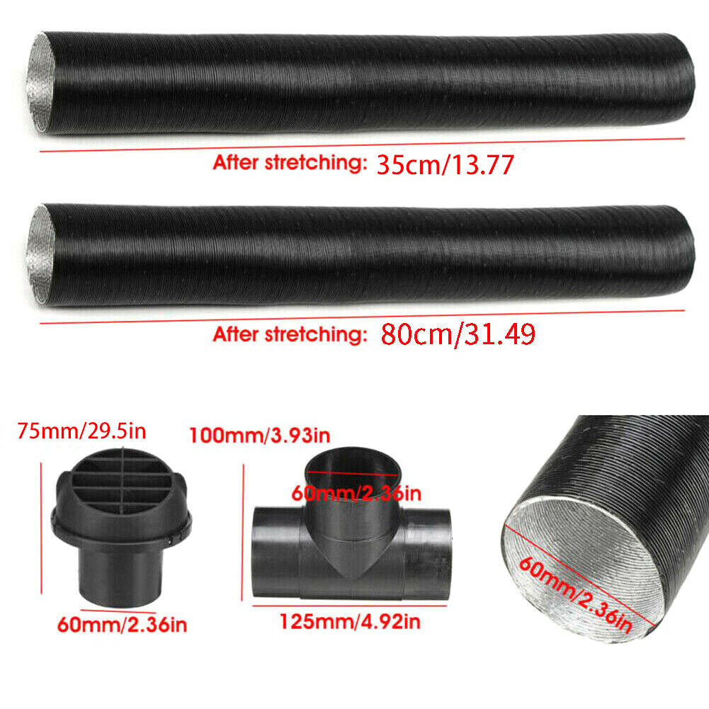 60mm car heater pipe air duct T piece warm air vent ventilation hose jacket for parking heater warm air