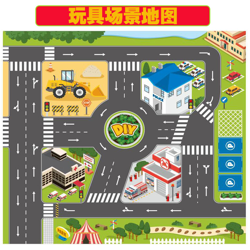 [Cross-border Hot] Non-woven Toy Map 100*70cm Children's Scene Map Excluding Cars and Accessories