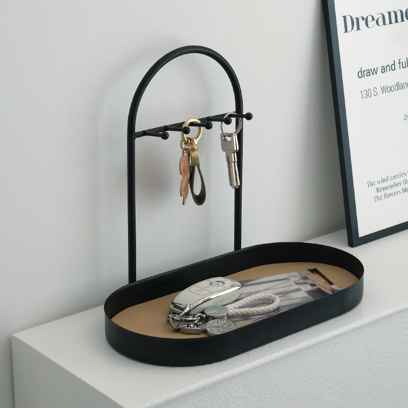 Simple Wrought Iron Key Storage Rack, Oval Tray, Key Jewelry Storage, Desktop Rack, Entrance Hall, Appearance Storage Responsibility