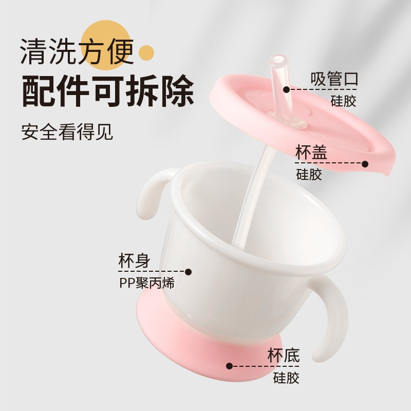 Two-Color Sippy Cup, Kidsren's Learning Drinking Cup, Cute Kidsren's Water Cup, Water Cup with Handle, Baby Training Cup in Stock