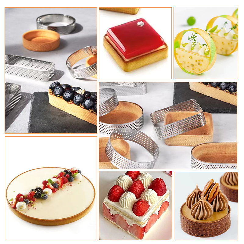 430 stainless steel perforated oval tower ring punching tart ring with hole cake tart ring mousse ring mold