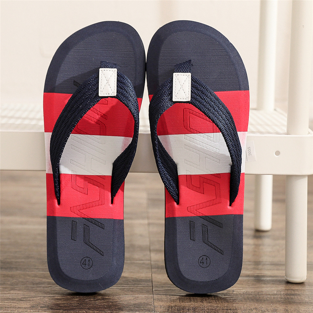Cross-Border New Fashion Color-Blocked Flip-Flops Men's Summer European and American Trendy Outer Wear Foreign Trade Middle Eastern Beach Slippers