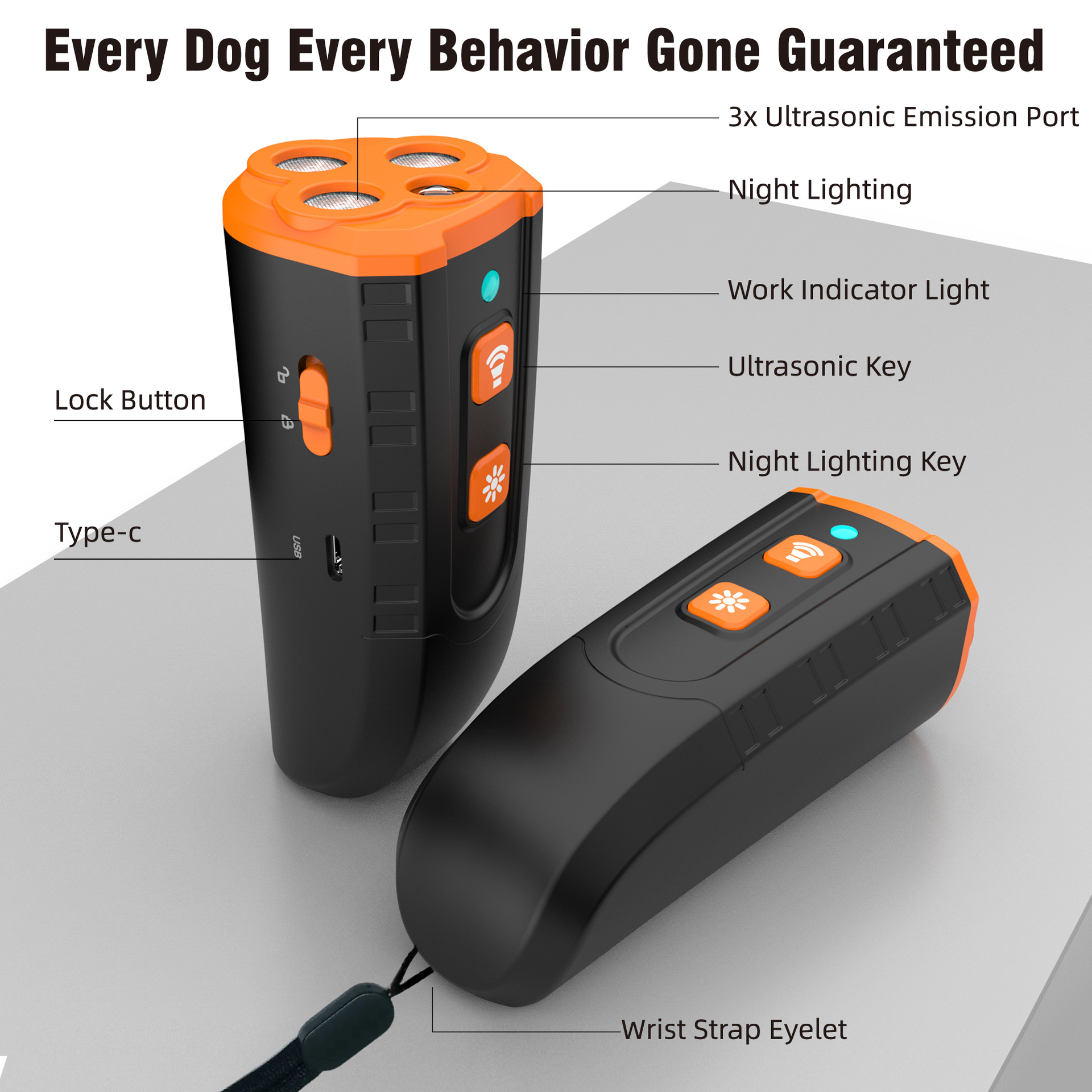 2024 cross-border new hand-held ultrasonic dog trainer mobile portable bark stopper dog repellent pet training supplies