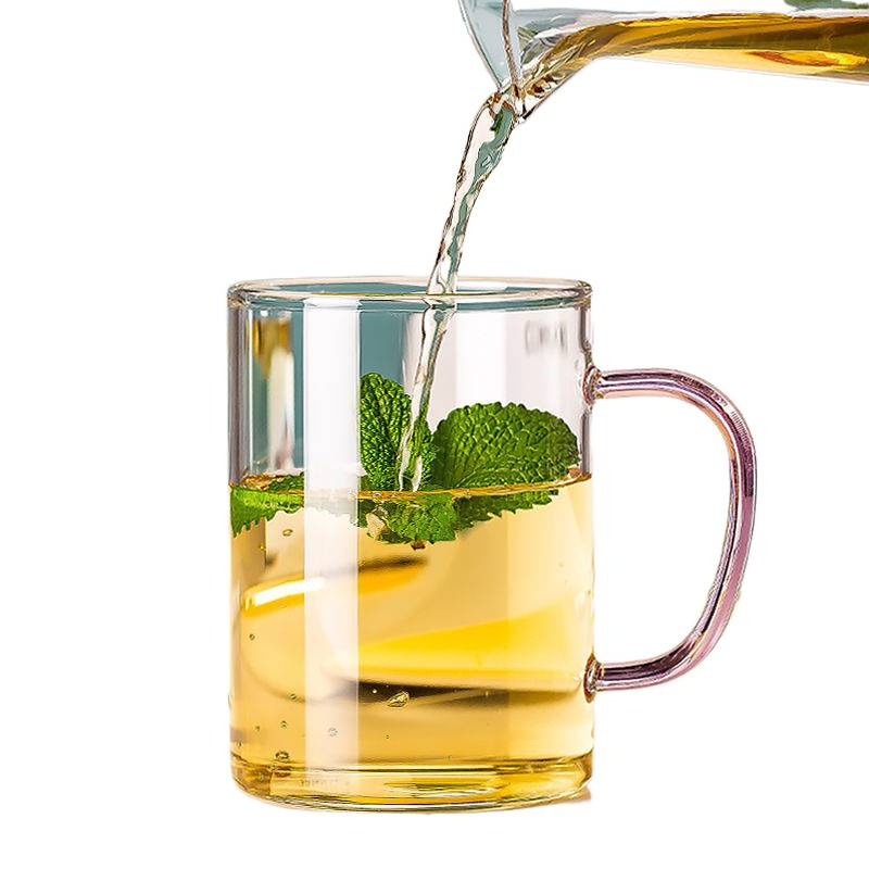 Glass Cup with Handle, Heat-Resistant Simple Milk Cup, Drinking Cup, Home Living Room Tea Cup, Milk Tea Family Cup Set