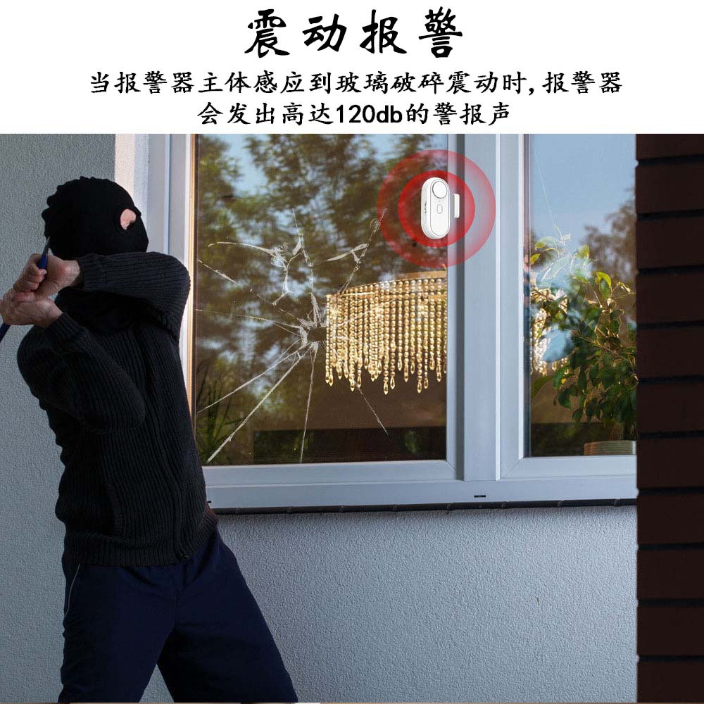 Door and Window Opening Vibration Warning Device with Adjustable Vibration Sensitivity, Dual-Function Alarm with Door Sensor