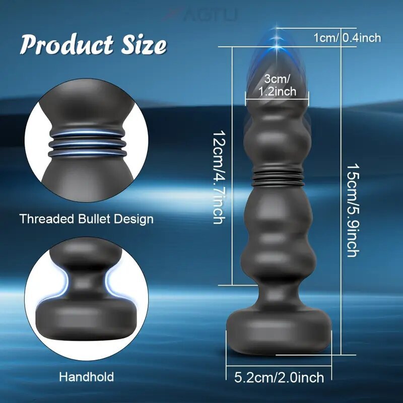 Vibrating Telescopic Anal Plug Male Prostate Massager 10-Frequency Strong Vibration Wireless Remote Control USB Charging Adult