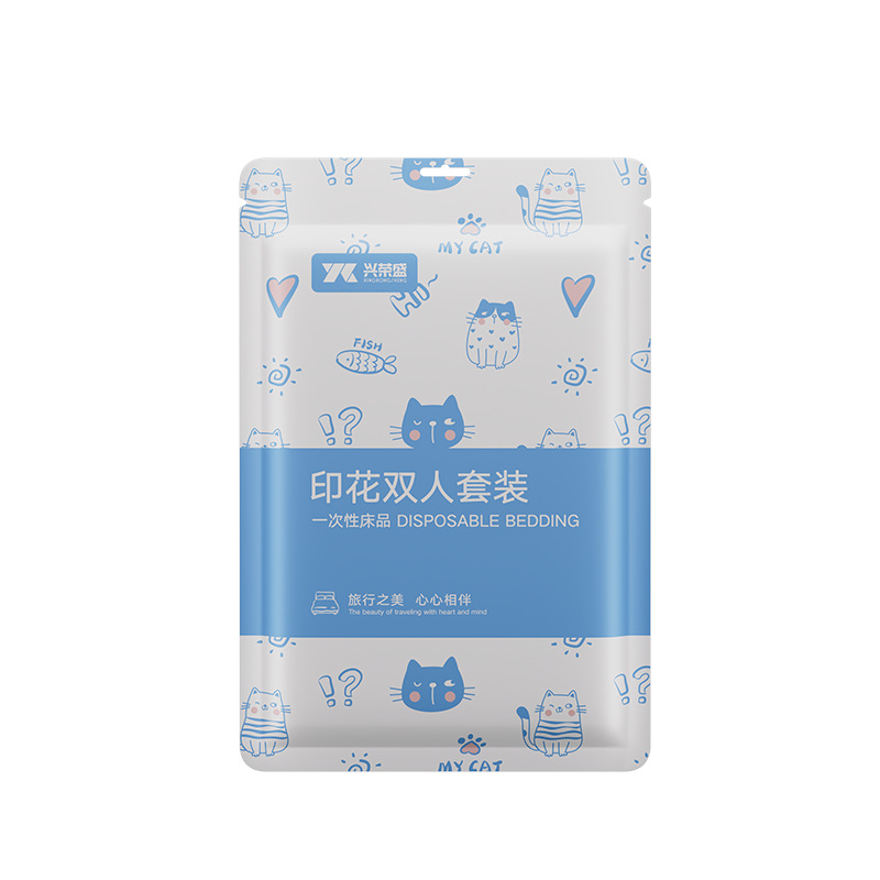 Disposable Printed Four-Piece Set for Bacteria and Dirt Isolation, Travel Hotel, Large Bed Room, Standard Room, Universal Skin-Friendly and Soft Gg