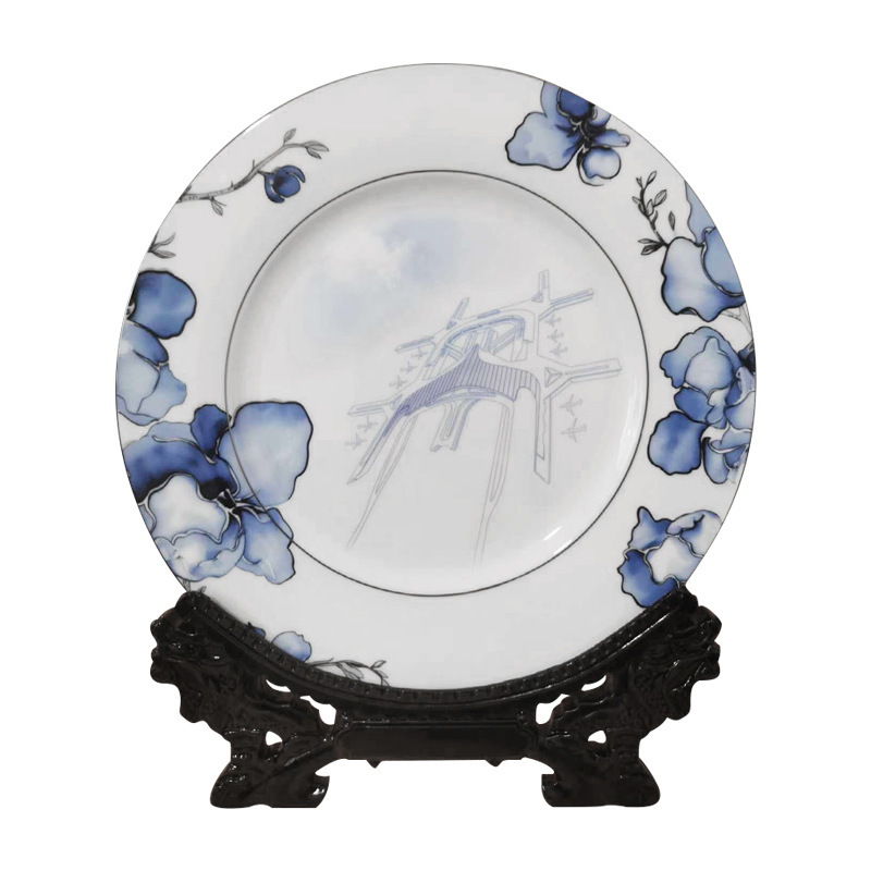 Jingdezhen Ceramic Commemorative Plate for University Anniversary Retirement Commemorative Plate for Ancestral Hall Celebration Enterprise Publicity Plate