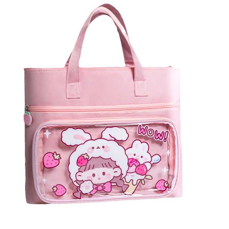 Cute Primary School Student Tutnial Bag Handbag Carrying Book with Oxford Cloth for Men and Women Homework File Bag Tutnial with Large Capacity