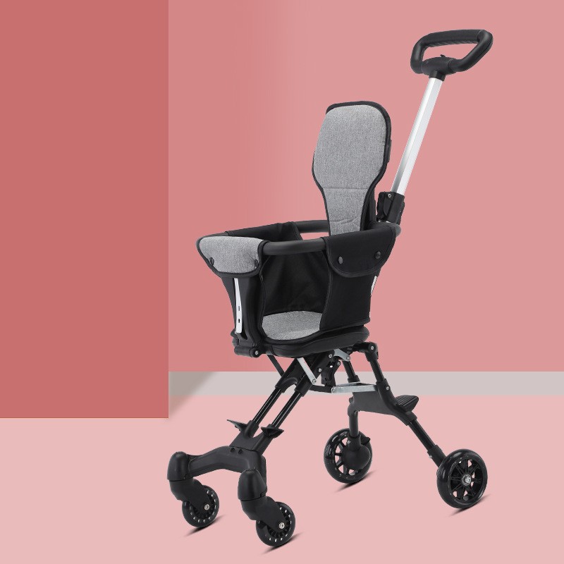 Wholesale cross-border hot baby walker baby stroller two-way one-button folding light four-wheel stroller