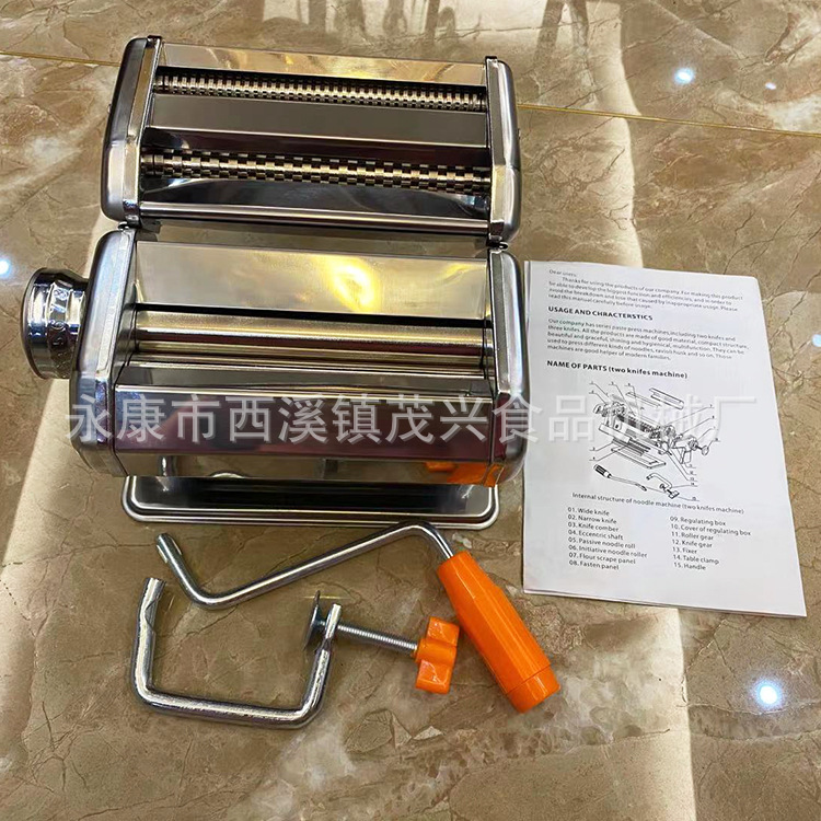 New foreign trade stainless steel split two-knife household noodle pressing machine manual noodle machine dumpling skin Rolling Machine 8-block adjustment