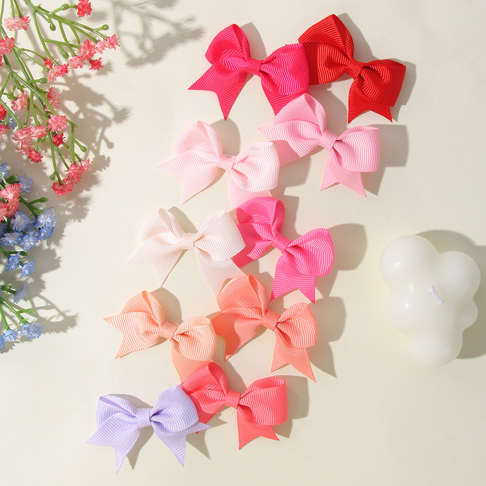 Cross-border Hot Selling Mini Kids Bow Hairpin Baby Baby Hairpin Solid Color Girl Simple Side Clip