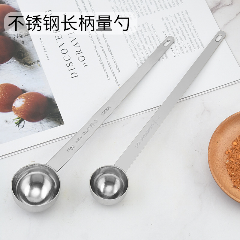 304 stainless steel coffee spoon long handle spoon mixing dessert spoon scale spoon fruit powder seasoning spoon
