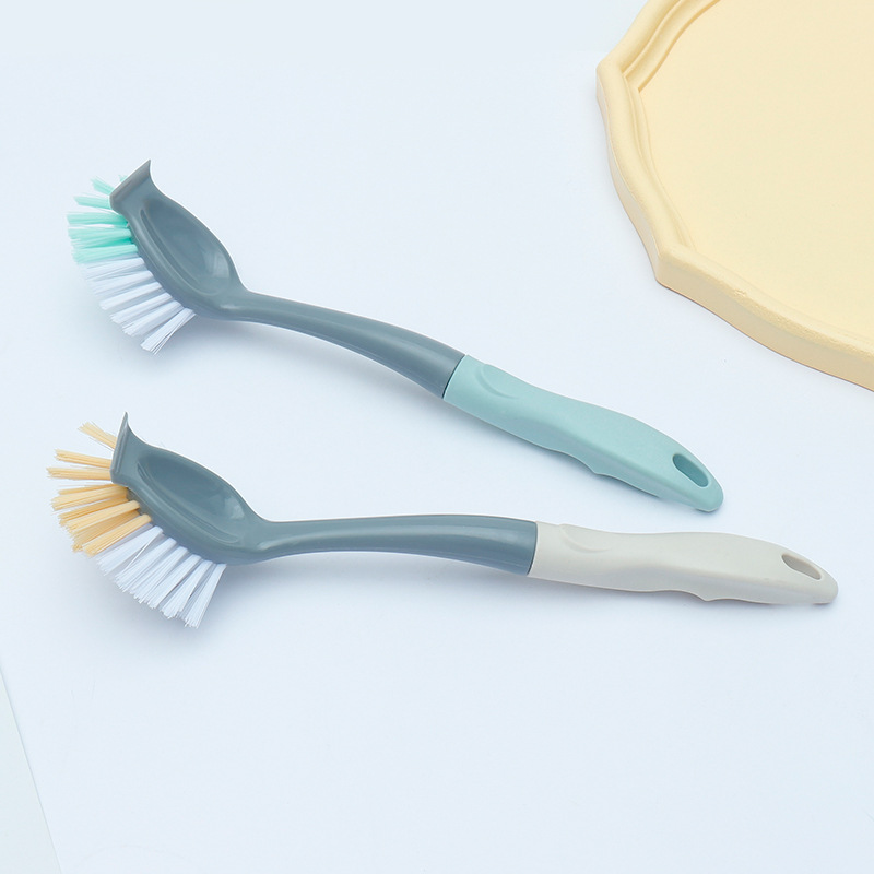 Plastic pot brush with spatula dish brush hanging non-stick oil long handle pot brush stove brush cleaning brush recommend