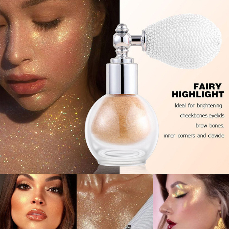 Cross-Border Beauty Air Bag Glitter High-Gloss Spray Powder Bridal Makeup Fine Powder Makeup Brightening Spray Powder Clavicle Glitter Spray