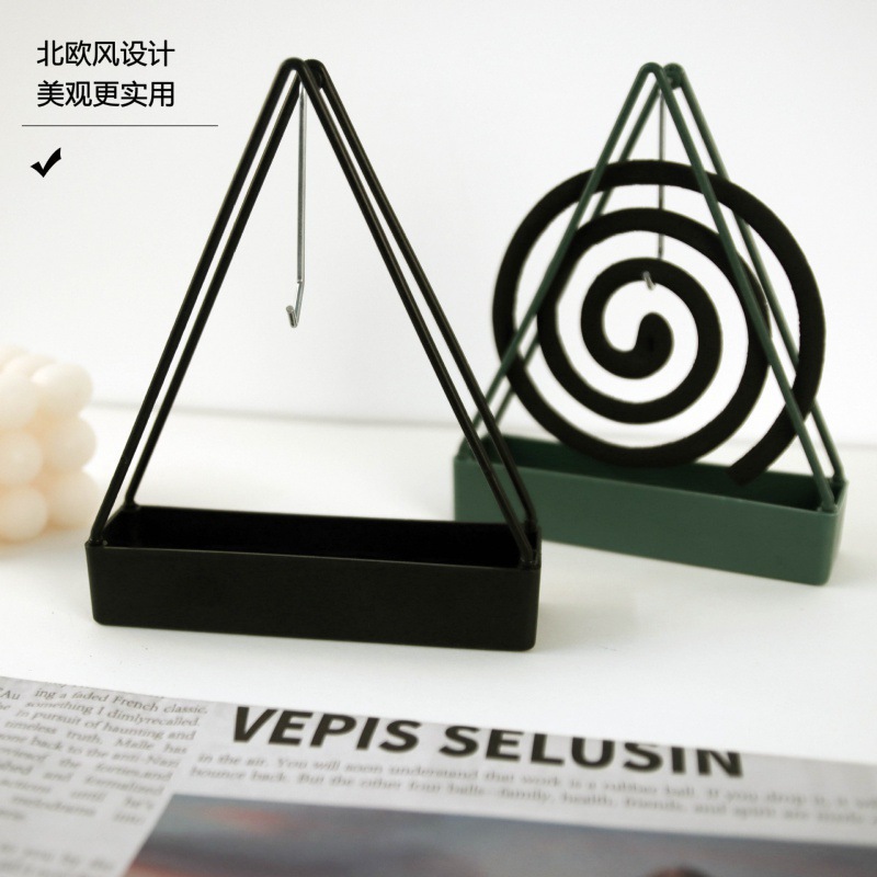 In-Stock Mosquito Coil Holder, Triangular Iron Mosquito Coil Stand, Creative Household Hanging and Standing Incense Burner, Mosquito Coil Box Tray