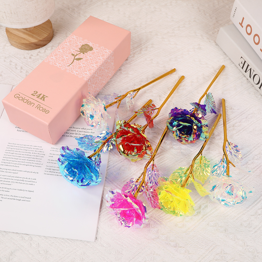 Gold Foil Rose Gift Set Single Gold Foil Artificial Flower Gift Box Teacher's Day Eternal Flower Gift Box