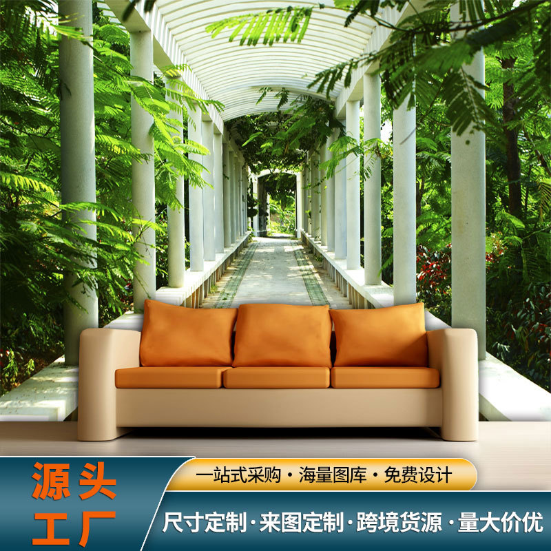 Кросс-граничные поставки, индивидуальные обои с природными пейзажами, обои для расширения пространства, фон с зелеными деревьями и лозами