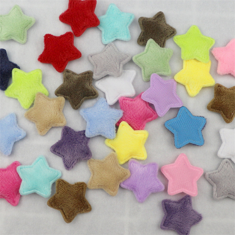 2.5cm plush star embossing accessories five-pointed star hair accessories hair accessories hair accessories handmade jewelry material diy accessories