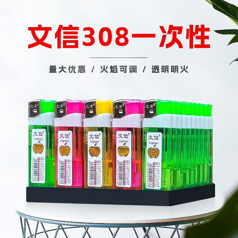 Производители пластиковых открытых зажигалок Wenxin, прозрачные видимые газовые зажигалки, цветные одноразовые, регулируемый пламень