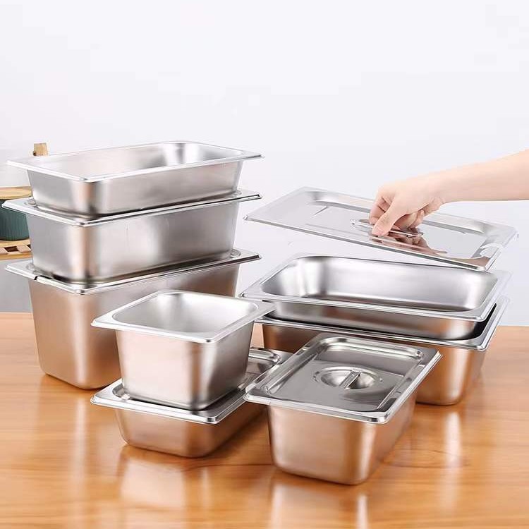 304 Stainless Steel Portion Basin with Lid Malatang Display Cabinet Selection Vegetable Basin Portion Box Portion Plate Rectangular Basin