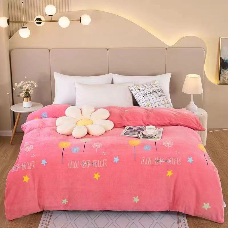 Plush quilt cover one-piece Winter thickened warm fleece-lined anti-static single student dormitory double milk velvet quilt cover