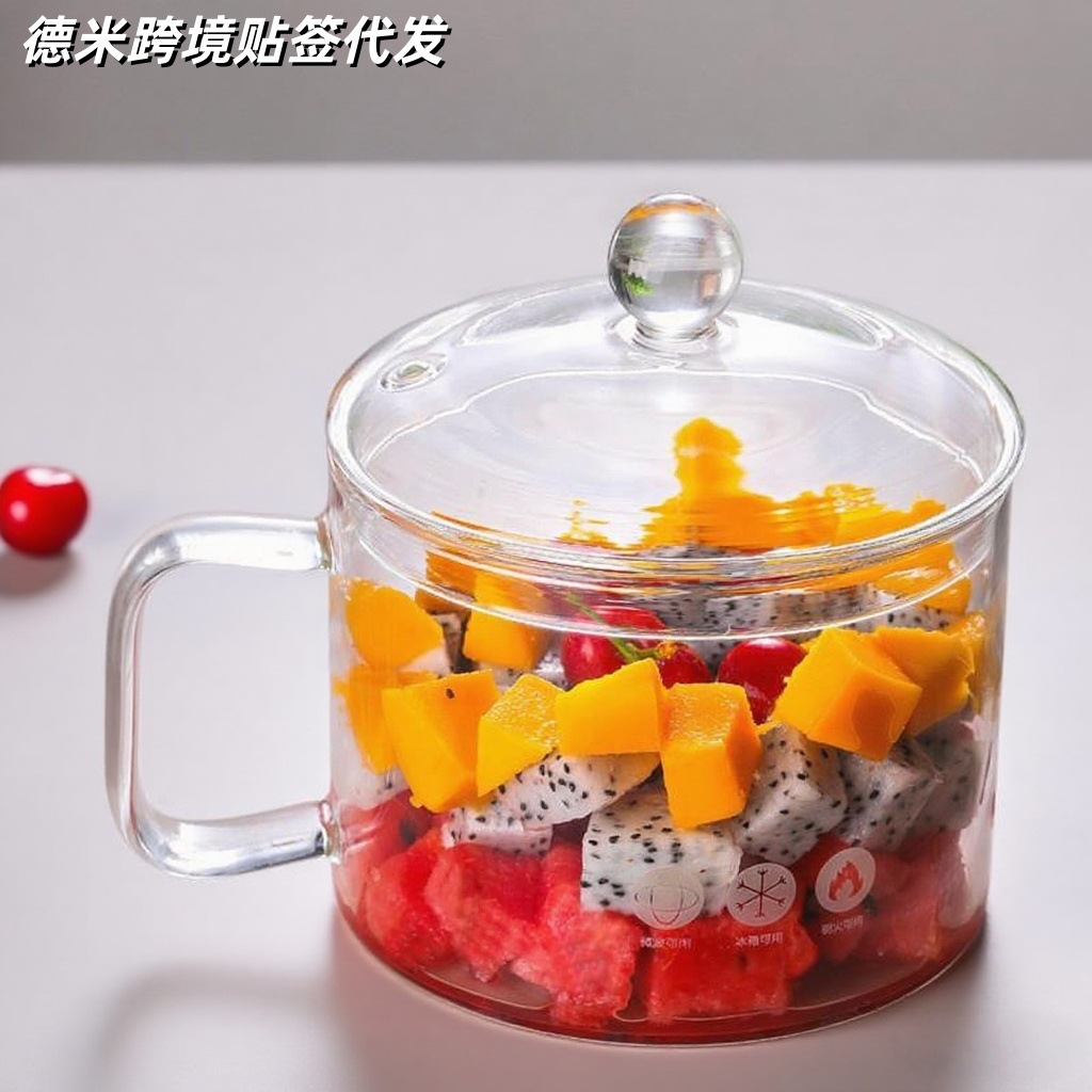 Кастрюля из боросиликатного стекла, которую можно нагревать на открытом огне, подходит для лапши быстрого приготовления, устойчива к высоким температурам, с крышкой и ручкой, подходит для приготовления супов, тушения и блюд для здоровья