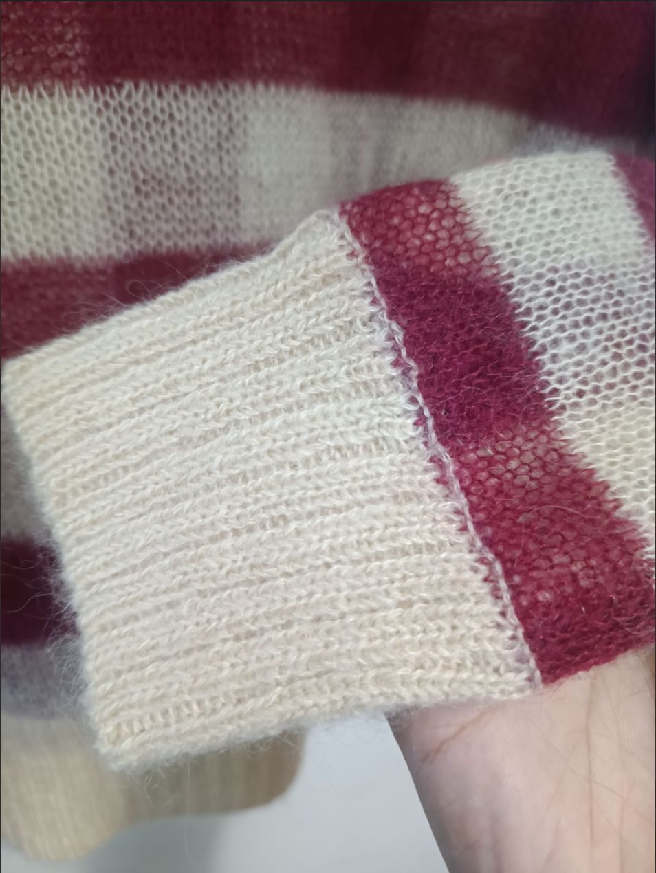 [Customized Mohair Knitted Stripesd Cardigan] 25 Years of Autumn and Winter Classic Versatile Mohair Cardigan Retro Work Clothing