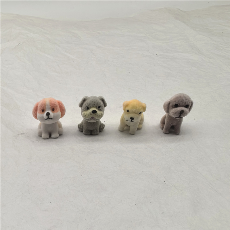 A Variety of Flocking 2.5CM Mini Pet Dog Ornaments Toys Schnauzer Spotted Corgi Flocking Toys Ornaments