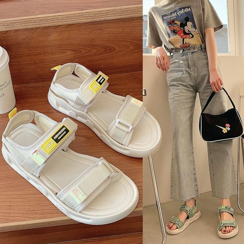 Women's Sandals 2023 Summer New Arrival Fashionable Outer Wear Flat All-Match Student Beach Non-Slip Soft-Sole Sports Women's Sandals