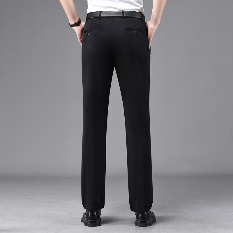 Business Casual Pants for Men, Straight-Leg Formal Wear, Men's Spring and Summer Loose Professional Non-Iron Long Pants, Stretch Suit Pants
