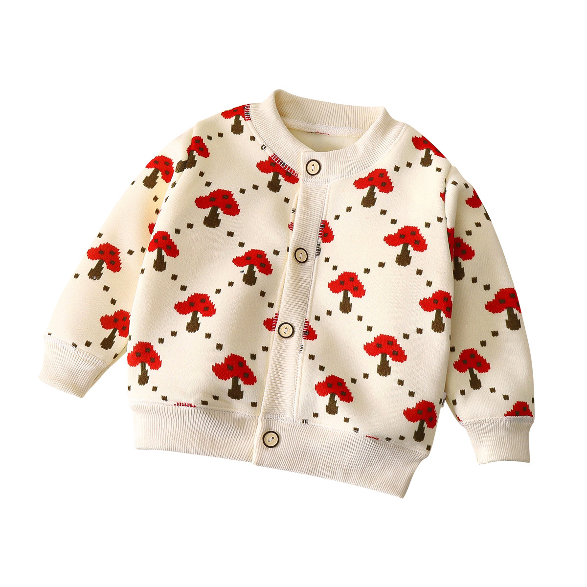 2025 New Autumn and Winter Kidsren's Versatile Knitted Jacket Boys and Girls Baby Warm Cardigan Thickeneded Outer Sweater