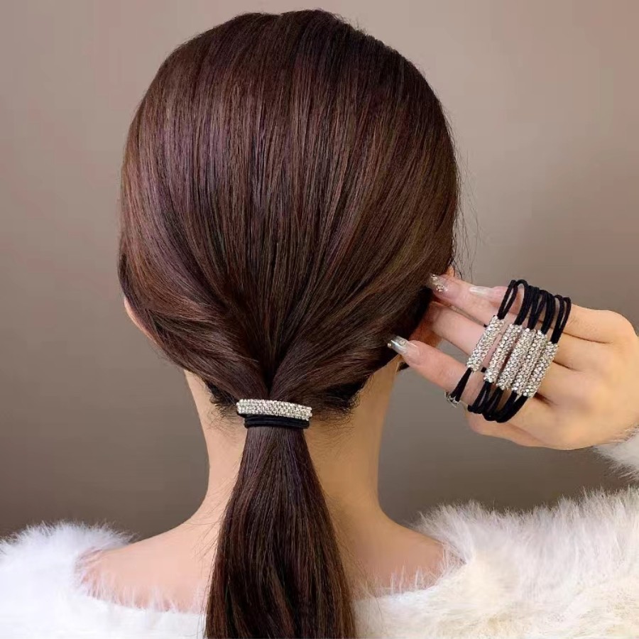 Advanced Rhinestone Elegant Hair Rope Women's Hair Rope Hair Rope 2024 New High Elastic Durable Rubber Band