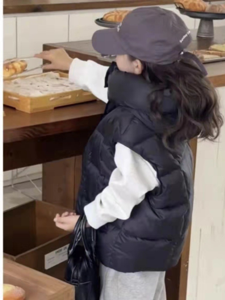 Girls' Down Jacket Vest Autumn and Winter 2024 New Fashionable Children's White Duck Down Korean Style Girls' Ware Jacket Western Style