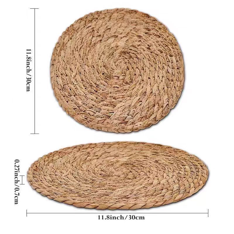 Pueraria Straw Woven Placemats, Heat Insulation Mats, Cup Mats, Bowl Mats, Restaurant Decorative Mats, Western-Style Placemats, Japanese-Style Table Mats, Round Seat Cushions
